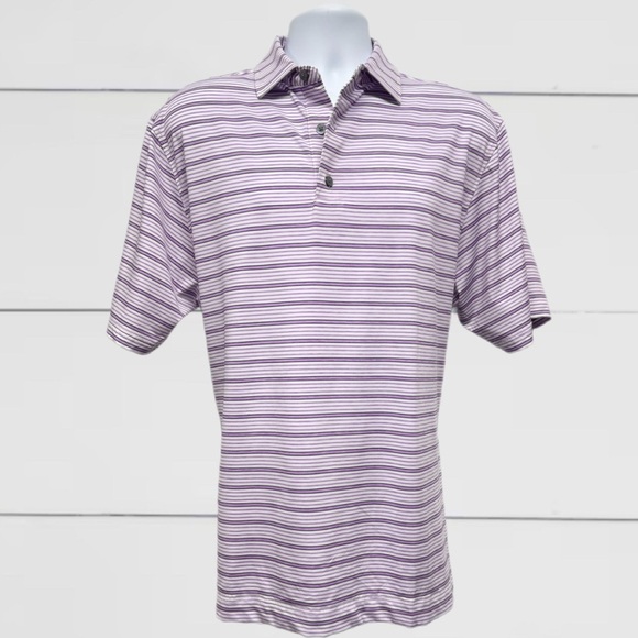 FootJoy Purple Striped Performance Golf Polo Shirt SKU#25546 - Men’s Size Large - Picture 1 of 9
